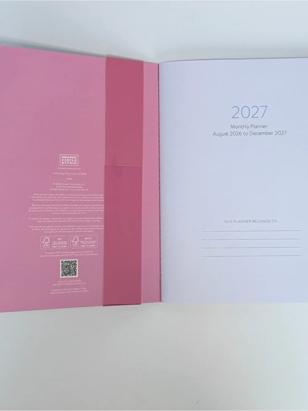 2026-2027 Weekly Monthly 17-month Planner - Orange Circle Studio (Pink Tulips)